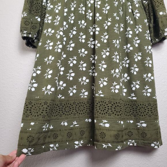 BODEN Olive Green Floral Babydoll Dress NWT Sz 10R Boho Prairie Whimsical - Picture 5 of 11